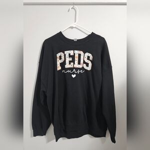 Black PEDS Nurse Sweatshirt - 2xl Womens Crewneck - Pediatric Nursing